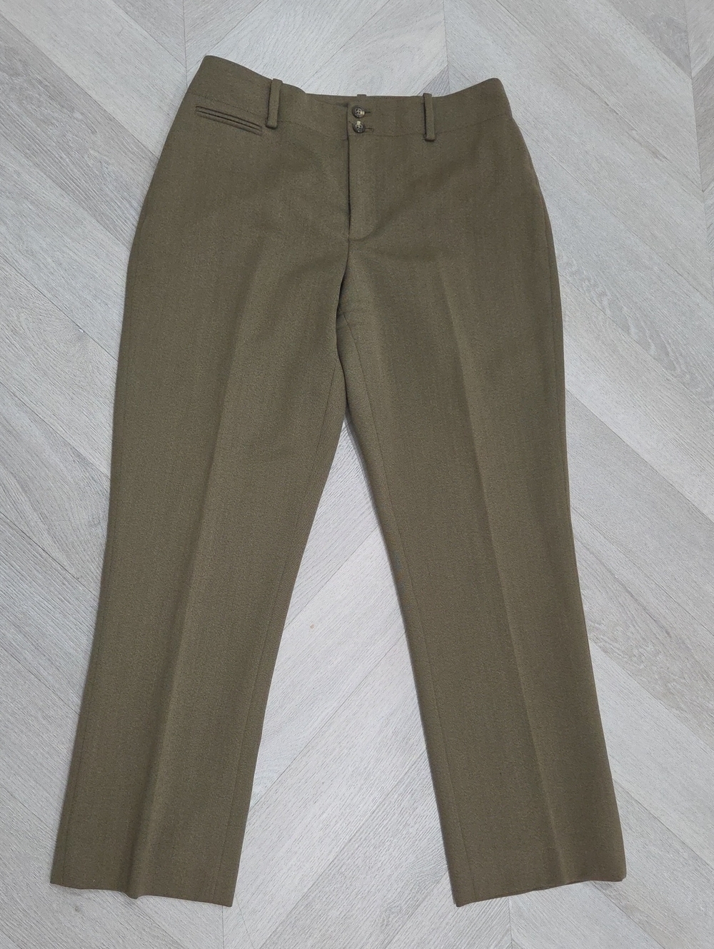 VTG Ralph Lauren 100% Wool Trousers Oliver Brown Straight Wide Leg Pants Size 4 - Picture 3 of 8